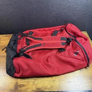 Asics Red Black Large Duffel Bag Backpack Straps Sports Gym Travel Gear